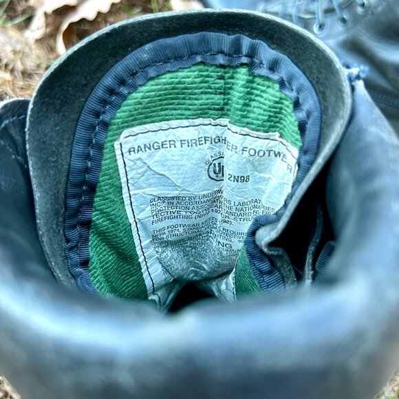 Vintage 1990s Ranger Firefighter Boots Size 10 W Black Leather Zipper Lace Up - Picture 7 of 16